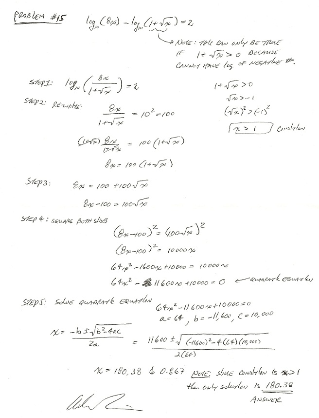 Precalculus Logarithmic Equations